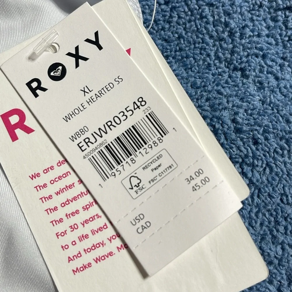 Roxy White and Black Rash Guard top - Picture 4 of 5